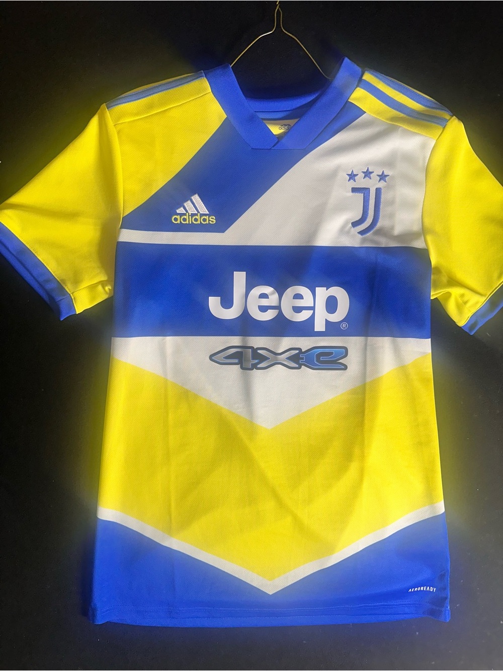 adidas Blue and Yellow Athletic Jersey - Small